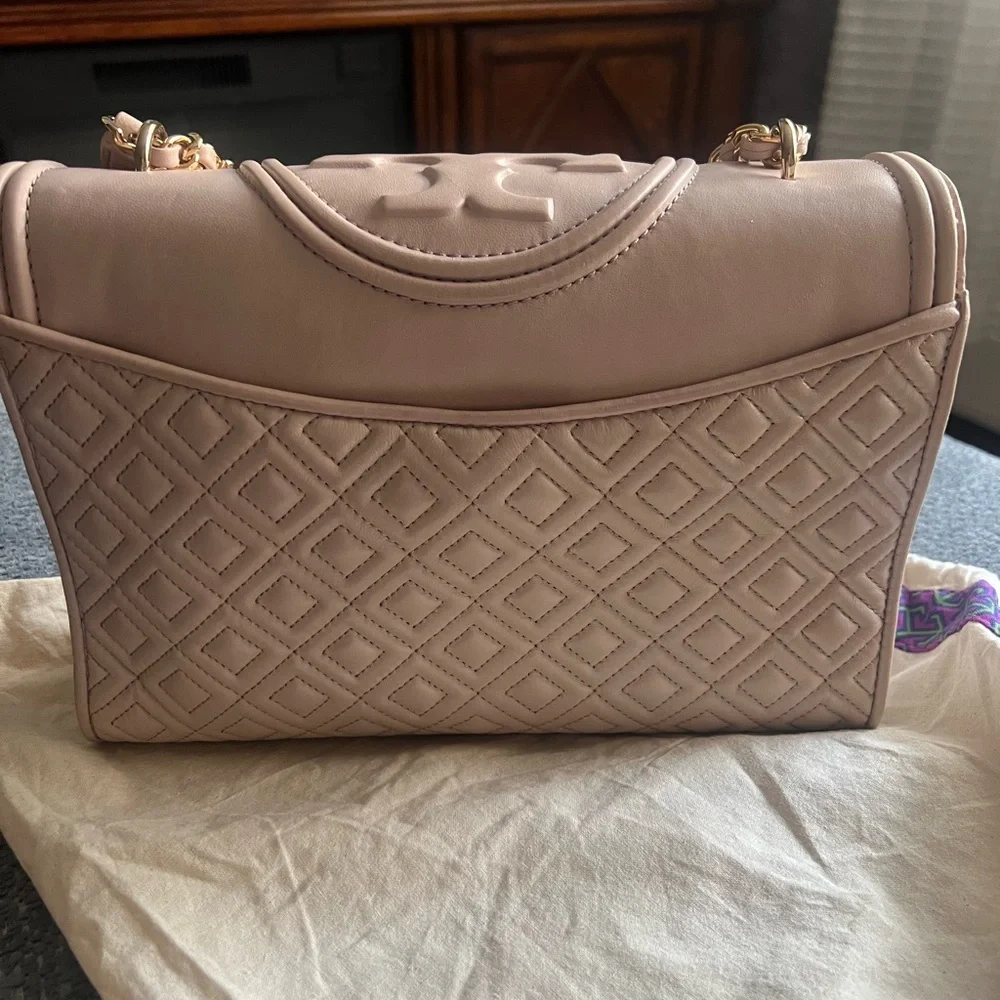 Tory Burch Fleming Convertible Shoulder Bag Crossbody Leather Medium Blush Pink - Picture 2 of 7